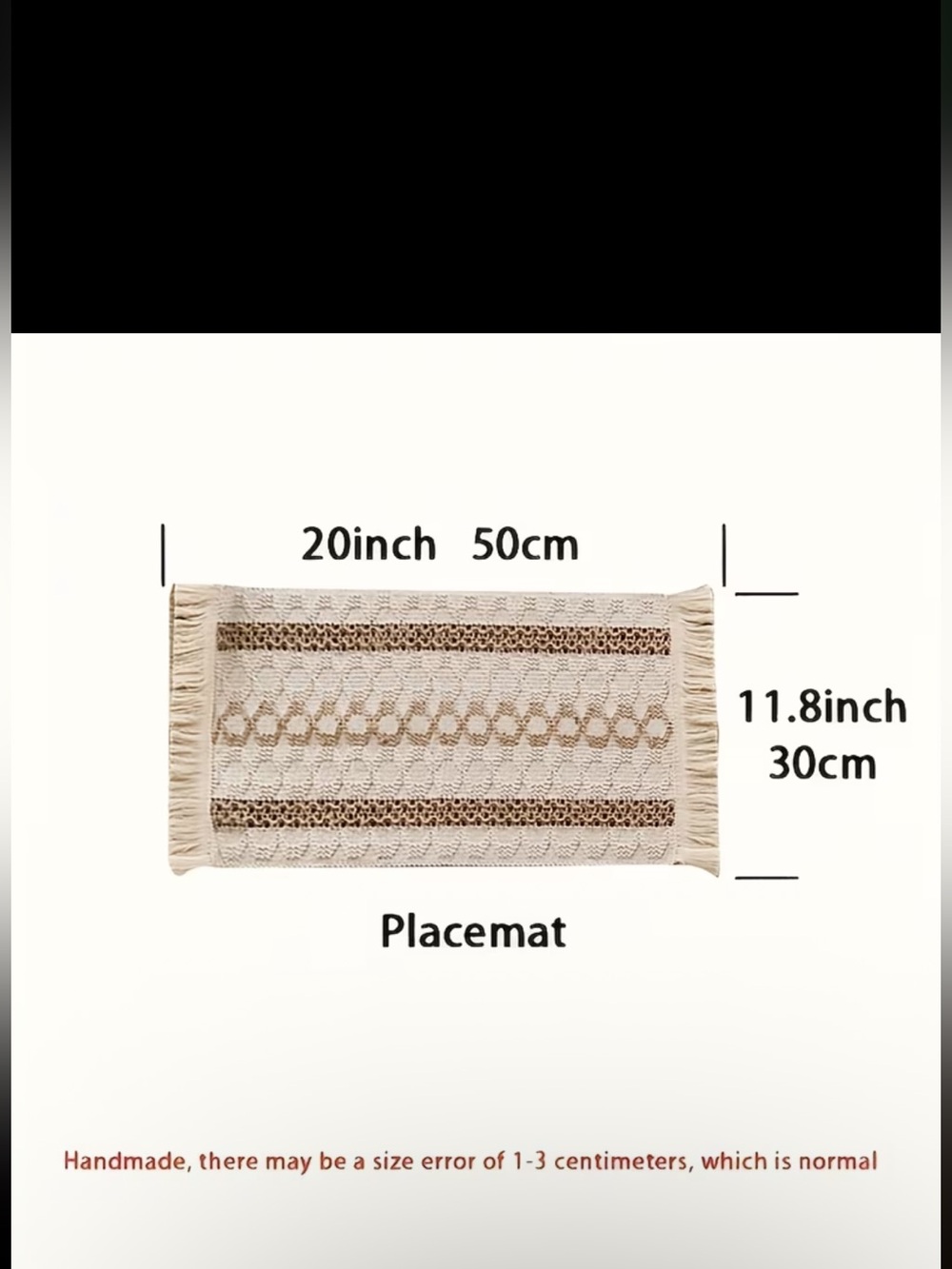 🌾 Set of 8 Boho Farmhouse Placemats – 12”x 20” – Fringe Woven Table Mats - Picture 3 of 6